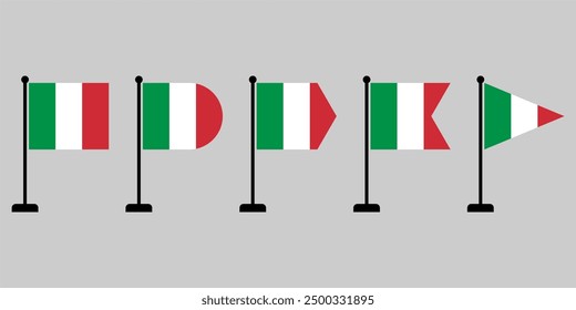 Italian flag with various shapes vector eps for design elements, decorations, banners, emblems, promotions, events, holidays, social media posts, icons, poster designs etc. scalable eps file format.