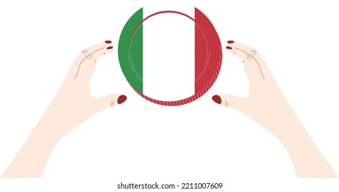 Mano vectorial de la bandera italiana,peto vectorial de EUR