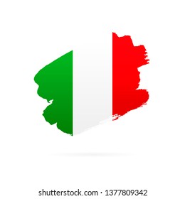 Italian flag. Vector illustration on white background. Brush strokes drawn by hand.
