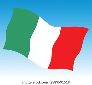 Italian flag waving on a sky blue background