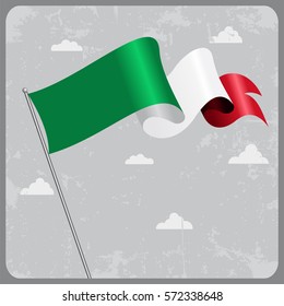 Italian flag wavy abstract background. Vector illustration.