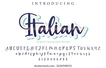 Italian Font Stylish brush painted an uppercase vector letters, alphabet, typeface