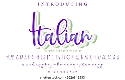 Italian Font Stylish brush painted an uppercase vector letters, alphabet, typeface