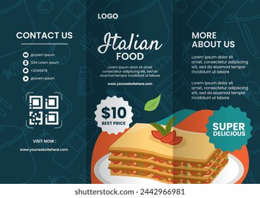 Italian Food Brochure Flat Cartoon Hand Drawn Templates Background Illustration