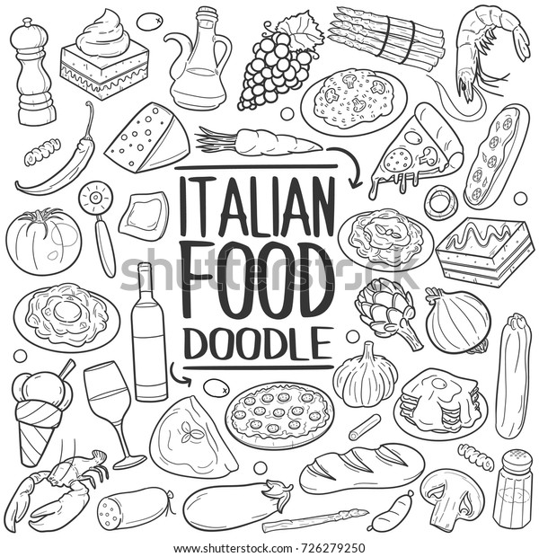 イタリアの食べ物のいとこ伝統的な落書き風アイコンスケッチ手描きのデザインベクター画像 のベクター画像素材 ロイヤリティフリー