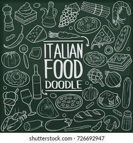 Italian Food Doodle Icon Chalkboard Sketch Hand Made Vector Art