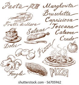 italian food doodles