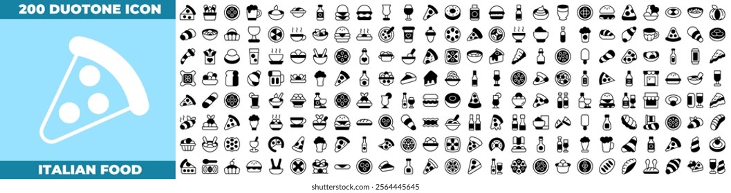 Italian Food Duotone Editable Icons set. Vector illustration in modern thin duotone style of italian food icons: italian, pizza, food, etc