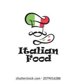 Italian Food Emblem With Chef And Mustache Isolated On White Background