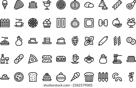 Italian food icons High-Quality Vector Icons Collection with Editable Stroke. Ideal for Professional and Creative Projects