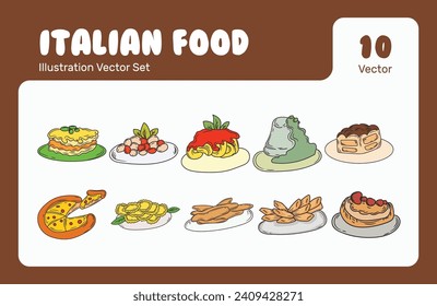 Italian Food Illustration Vector Set. These illustrations are perfect for any creative project. you can easily edit it.