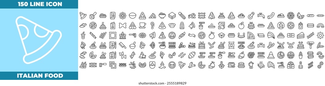 Italian Food Line Editable Icons set. Vector illustration in modern thin Line style of italian food icons: pizza, wine, italian, etc