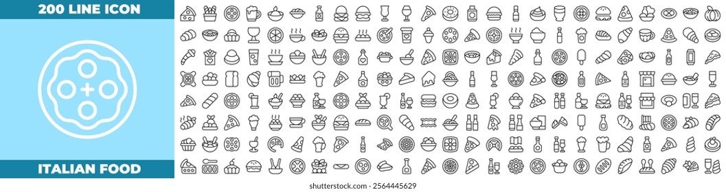 Italian Food Line Editable Icons set. Vector illustration in modern thin line style of italian food icons: italian, pizza, food, etc