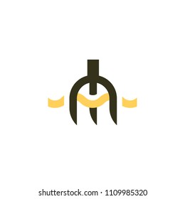 Italian food logo, fork with noodles.