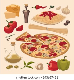 Italian food. Objects set