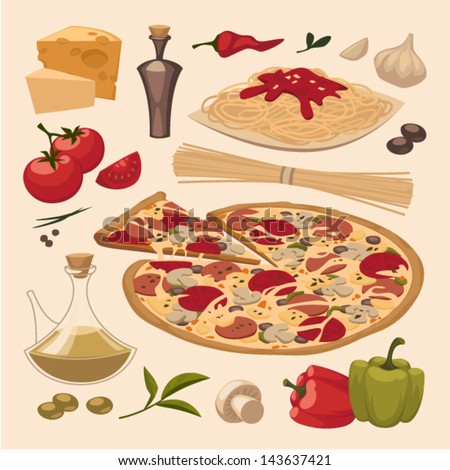 Italian food. Objects set