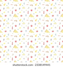Italian food pattern. Seamless italian food background