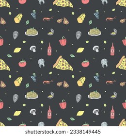 Italian food pattern. Seamless italian food background