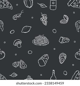 Italian food pattern. Seamless italian food background