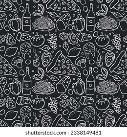 Italian food pattern. Seamless italian food background