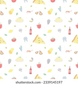 Italian food pattern. Seamless italian food background