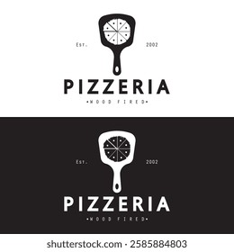 Italian food, pizza or pizzeria logo design with crossed shovels and brick oven. Logo for business, restaurant, labels and badges.