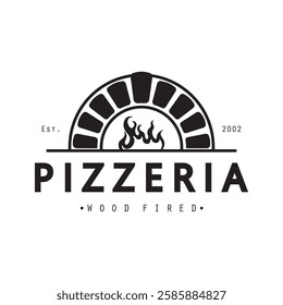 Italian food, pizza or pizzeria logo design with crossed shovels and brick oven. Logo for business, restaurant, labels and badges.