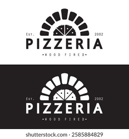Italian food, pizza or pizzeria logo design with crossed shovels and brick oven. Logo for business, restaurant, labels and badges.
