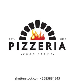 Italian food, pizza or pizzeria logo design with crossed shovels and brick oven. Logo for business, restaurant, labels and badges.