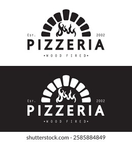 Italian food, pizza or pizzeria logo design with crossed shovels and brick oven. Logo for business, restaurant, labels and badges.