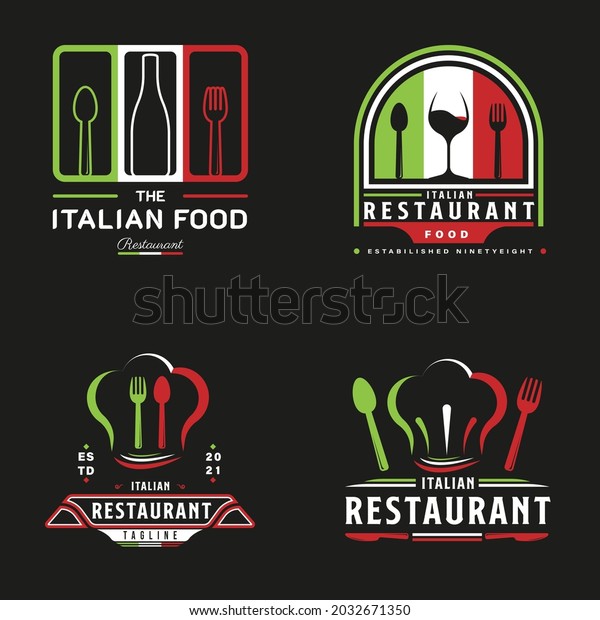 Italian Food Restaurant Logo Italian Flag Stock Vector (Royalty Free ...