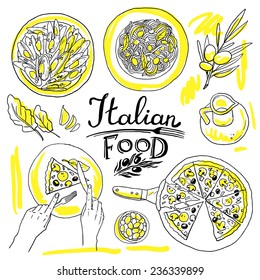 Italian food- set of food hand-draw illustration