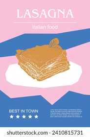 Ilustración vectorial del conjunto de alimentos italiano. Lágalas grabadas, un paquete de platos tradicionales, platos caseros y de cena y salsas cocinadas en la cocina de Italia