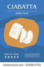 Italian food set vector illustration. Engraved ciabatta, bundle of traditional dishes, homemade and restaurant dinner dishes and sauces cooking in cuisine of Italy