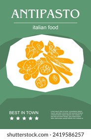 Italian food set vector illustration. Engraved antipasto, bundle of traditional dishes, homemade and restaurant dinner dishes and sauces cooking in cuisine of Italy