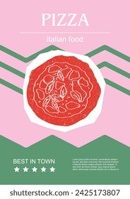 Italian food set vector illustration. Engraved pizza, bundle of traditional dishes, homemade and restaurant dinner dishes and sauces cooking in cuisine of Italy
