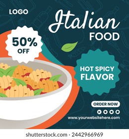 Italian Food Social Media Illustration Flat Cartoon Hand Drawn Templates Background