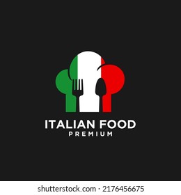 Italian food vector logo design illustration, italian restaurant logo badge design icon template