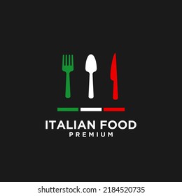 Ilustración de diseño del logotipo del vector de comida italiano, plantilla de icono del logotipo del restaurante italiano