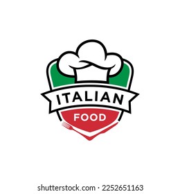 Italian food vector logo design illustration, italian restaurant logo badge design icon template