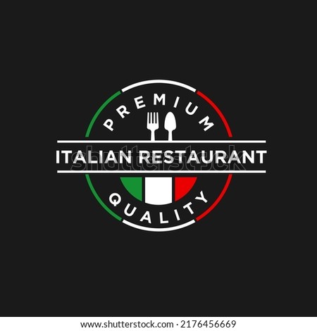 Italian food vector logo design illustration, italian restaurant logo badge design icon template