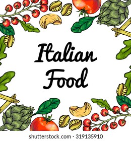 Italian Food Vegetables Vector Border Stock Vector (Royalty Free ...
