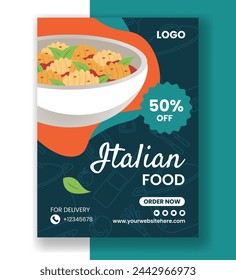 Italian Food Vertical Poster Flat Cartoon Hand Drawn Templates Background Illustration