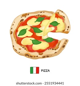 Italian food_pizza illustration with colored pencil touch