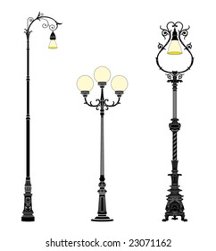 Italian forged iron elegant street lamps