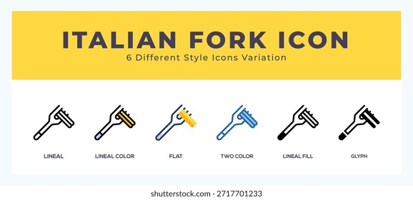 Icono de tenedor italiano en Ilustración vectorial de estilo diferente.