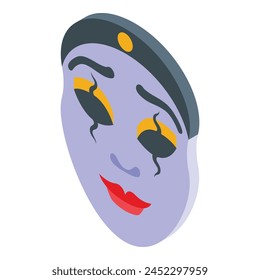 Italian full face mask icon isometric vector. Art fun event. Fashion week