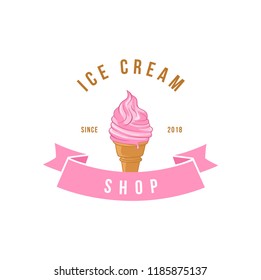 Italian Gelato Ice Cream Logo Template Vector Design