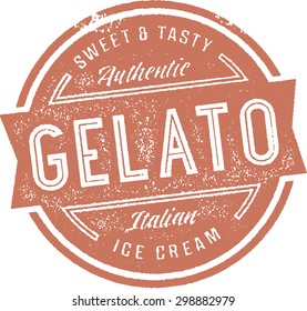 Italian Gelato Ice Cream Stamp Sign