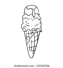 Italian gelato icon in outline style isolated on white background. Italy country symbol stock vector illustration.